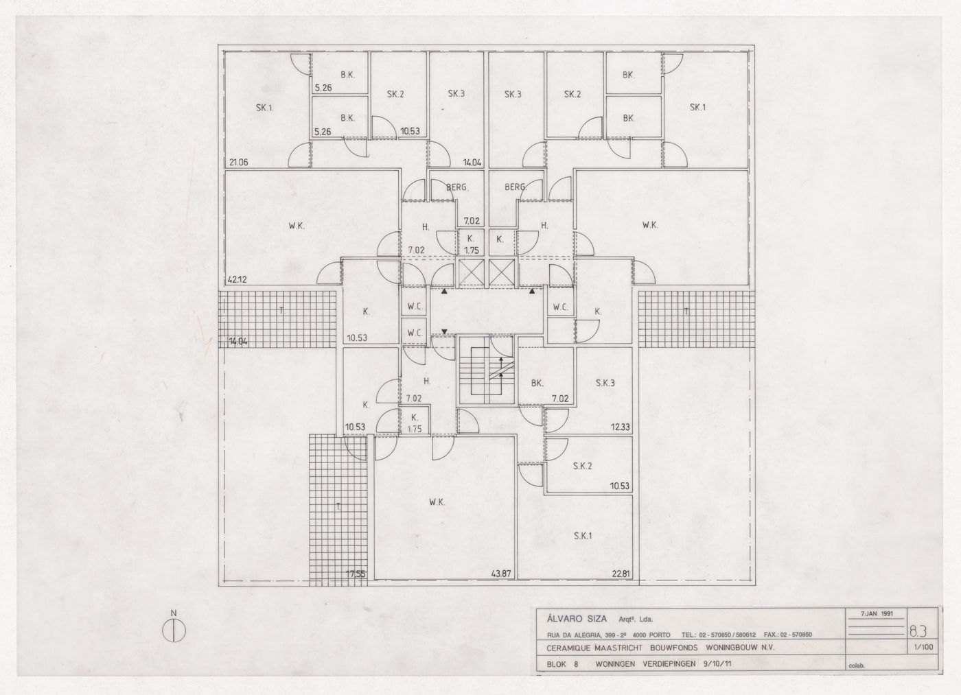 Floor plan for Ceramique Terrein Blocos de habitação e escritórios, Maastrich, the Netherlands
