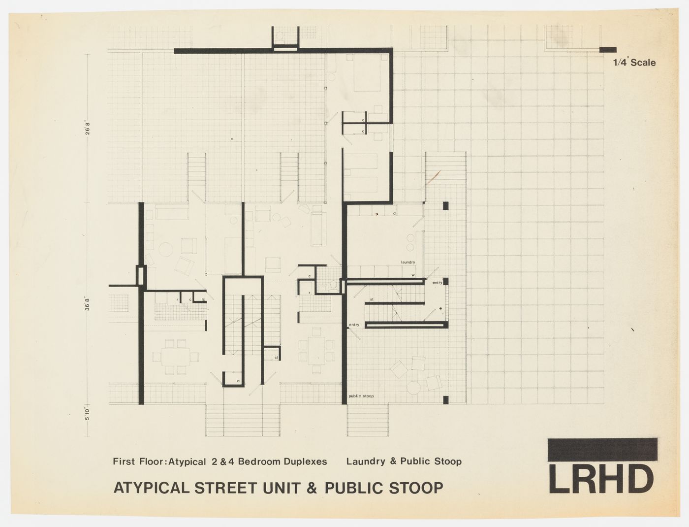 Stoop plan for the Low Rise High Density housing project, The Institute for Architecture and Urban Studies (IAUS)