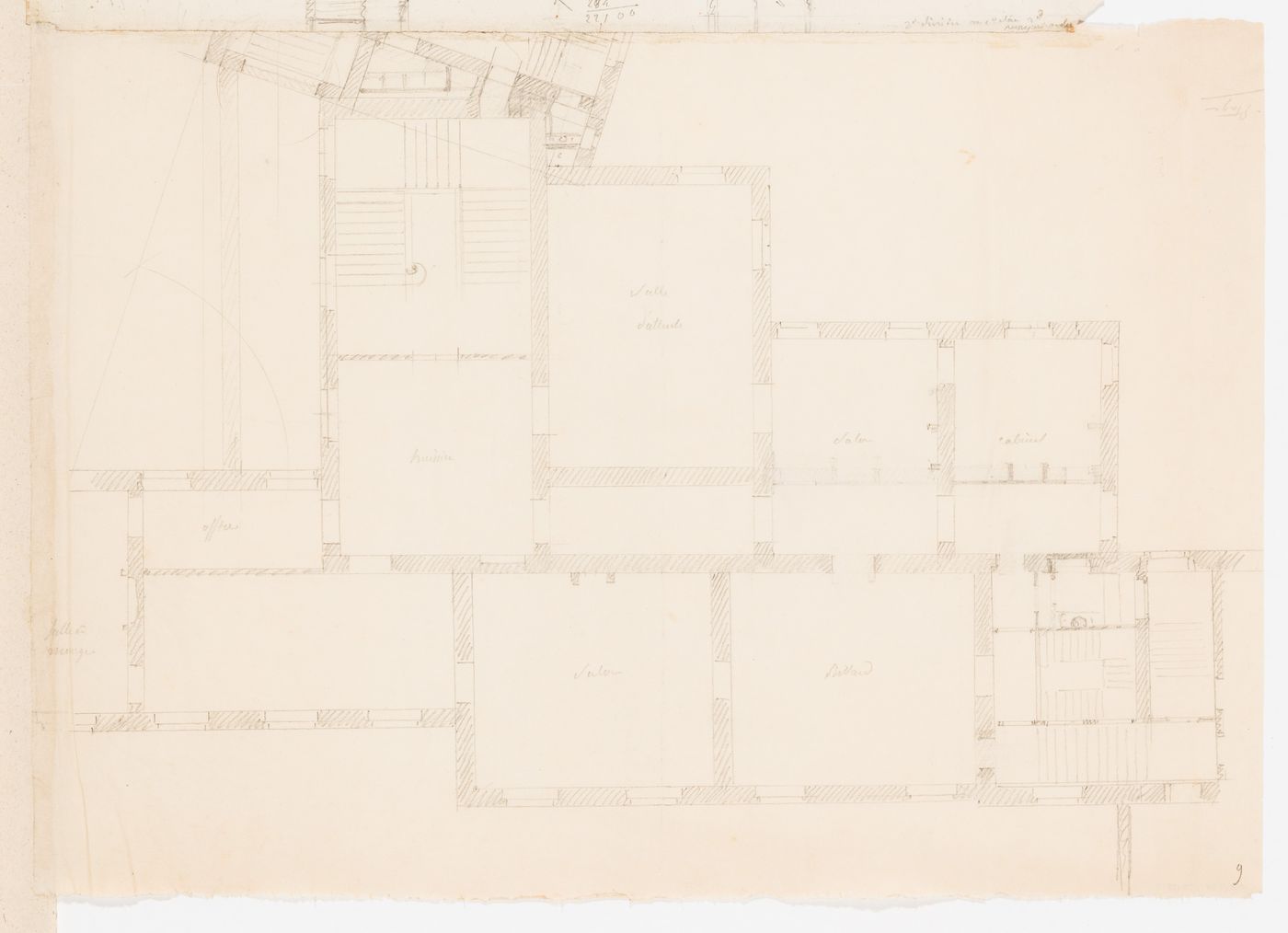 Project for alterations to the Préfecture de police, rue de Jérusalem, Paris: Partial plan