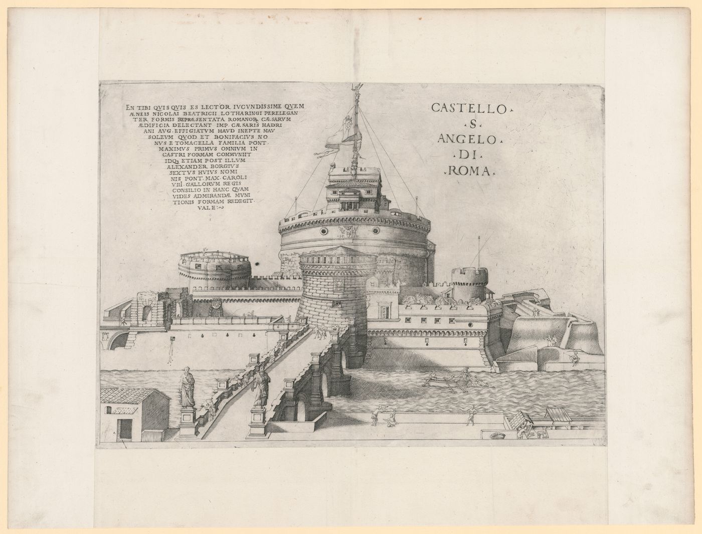 Perspective of the Castel Sant'Angelo, Rome, from across the Tiber