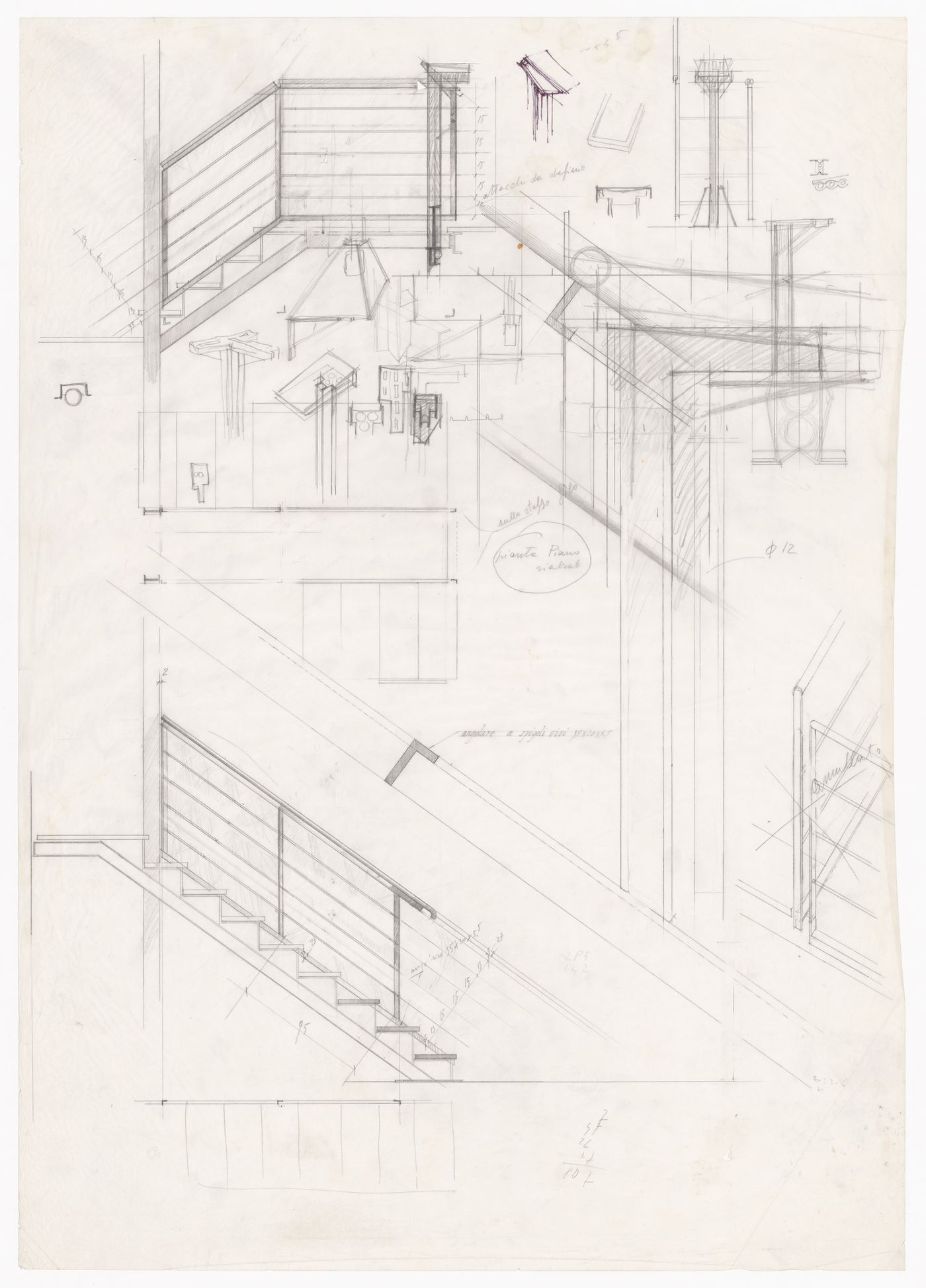 Elevations, sections and details for Casa Frea, Milan, Italy
