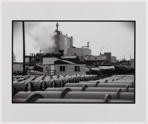 The Cameco Port Hope Uranium Conversion Facility's UF6 Building with Casks of Uranium Hexafluoride in the foreground, Ontario