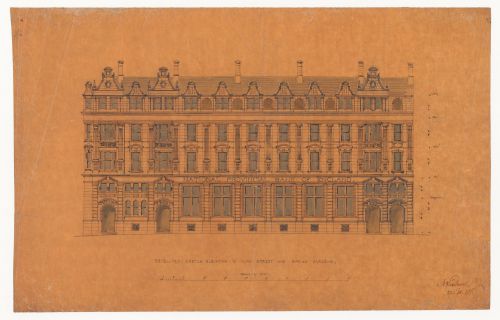 National Provincial Bank of England, Manchester: Developed sketch elevations to York Street and Spring Gardens