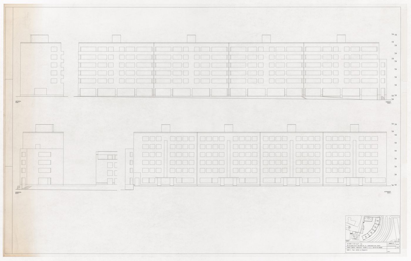 Elevations for Ceramique Terrein Blocos de habitação e escritórios, Maastrich, the Netherlands