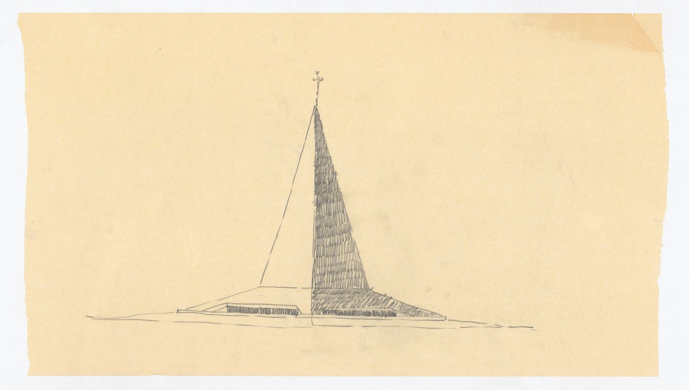 Sketched elevation, North Christian Church, Columbus, Indiana