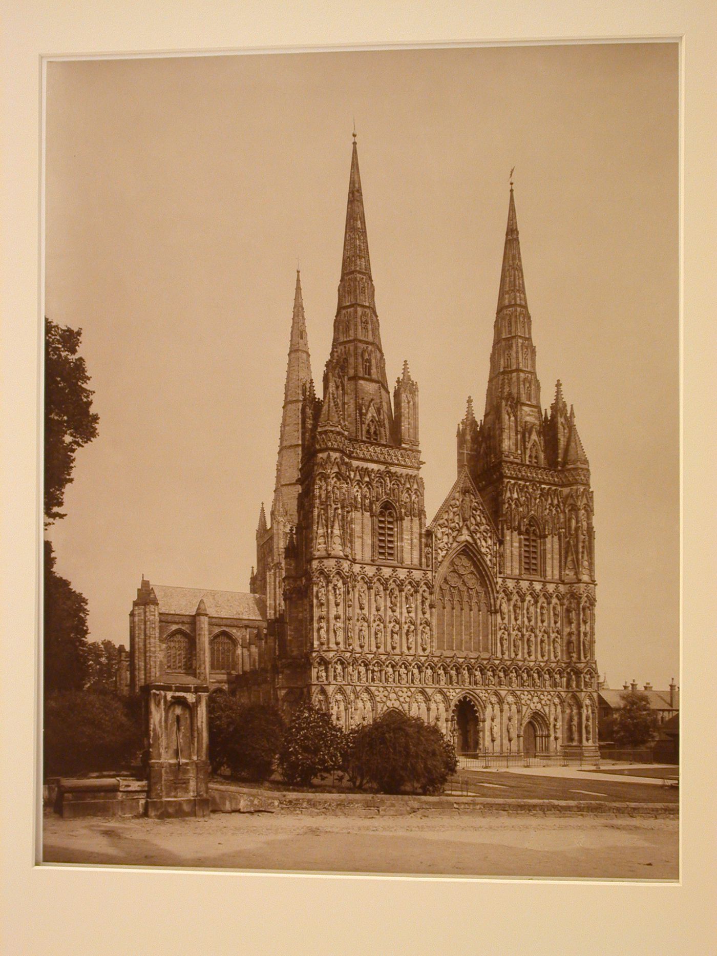 View of façade and towers, Lichfield, England