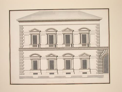 Elevation of the left half of the facade of the Palazzo Pandolfini, Florence
