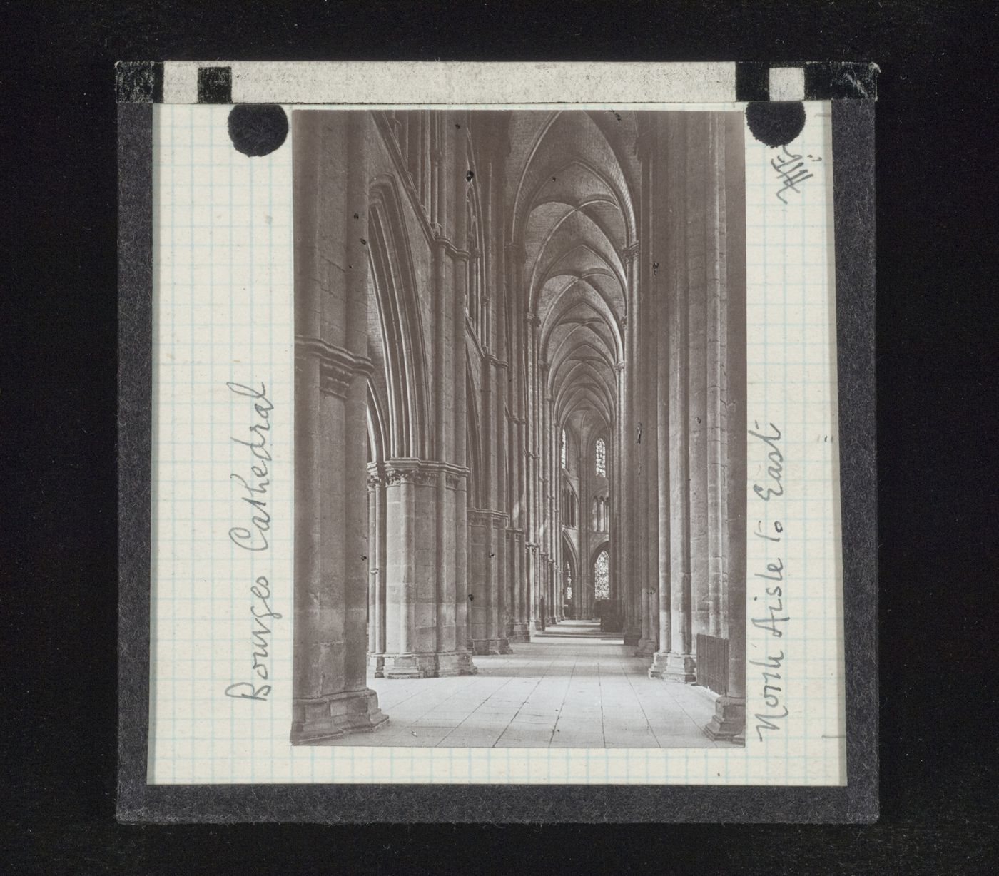 View of north aisle of Cathédrale Saint-Etienne de Bourges to east, Bourges, France