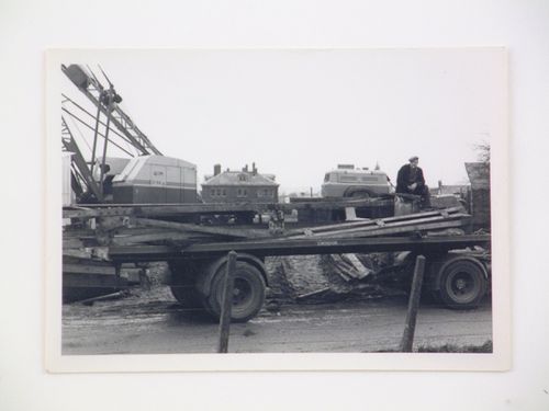 View of Swindon crane used for construction on Barnstaple Long Bridge, Devon, United Kingdom