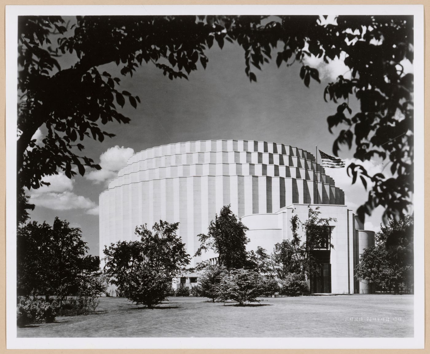 View of the Ford Museum (also known as the Rotunda) (now demolished) showing the main entrance, Ford Motor Company, Dearborn, Michigan