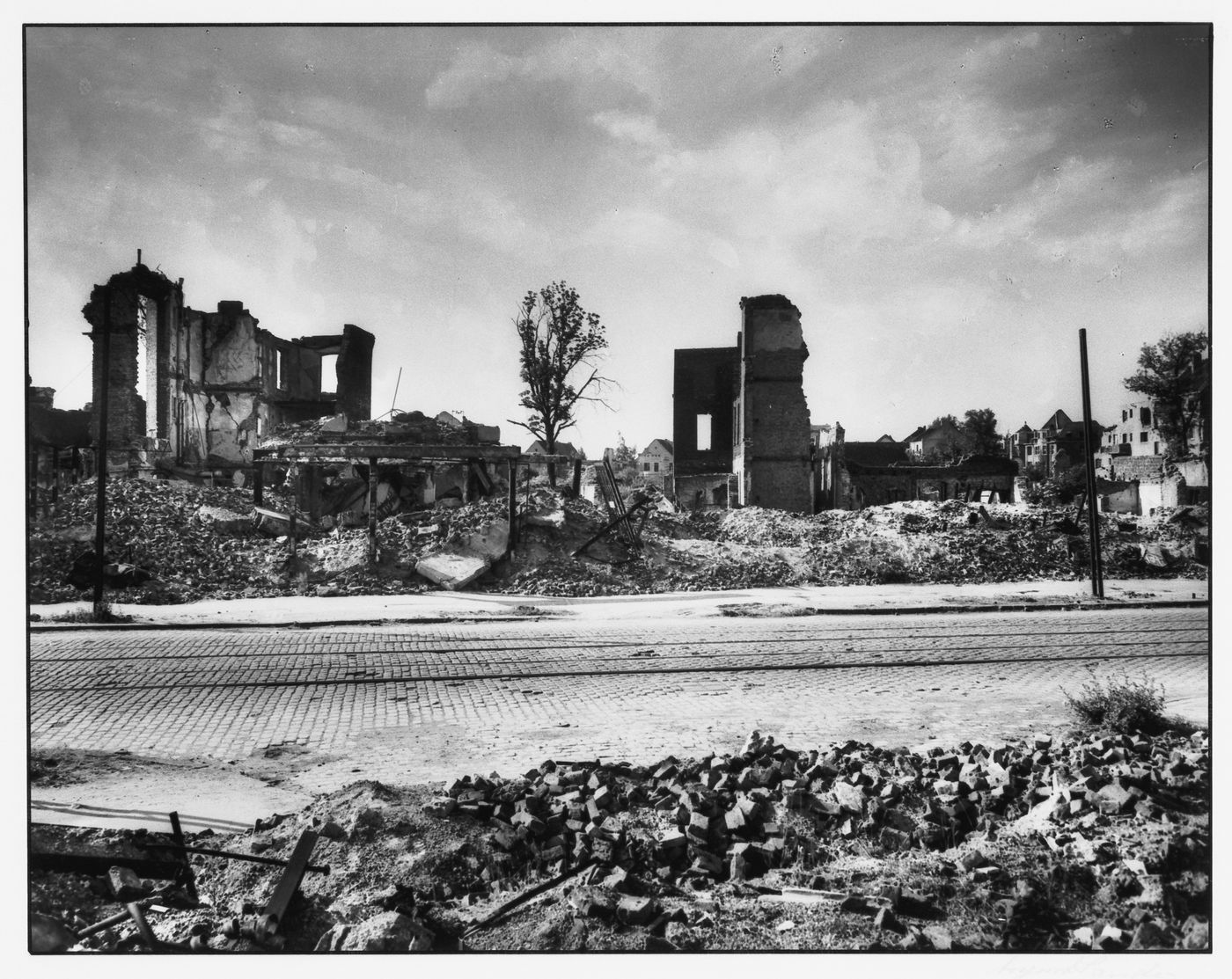 View of destruction to Dürenerstrasse, Cologne, Germany