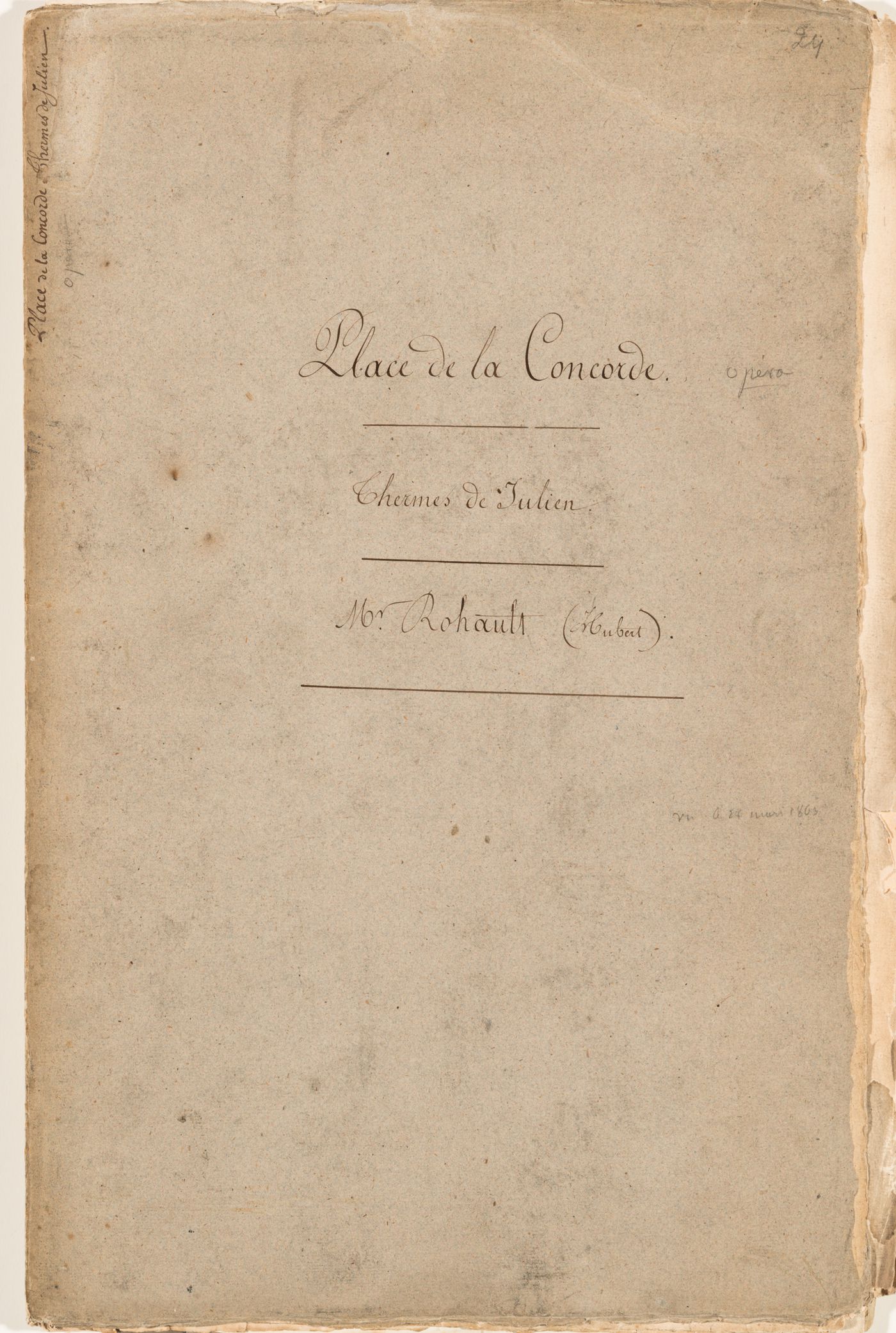Album of drawings, prints and documents for place de la Concorde and the restoration of the Thermes de Julien, Paris