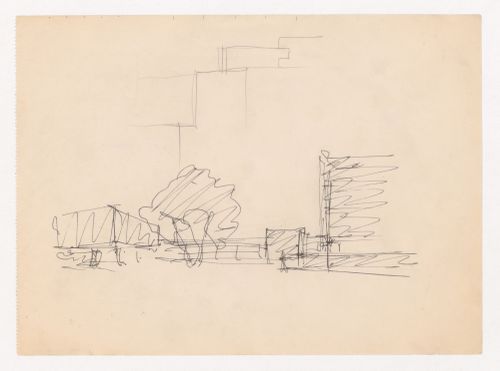 Perspective sketch for Illinois Institute of Technology, with an unidentified sketch