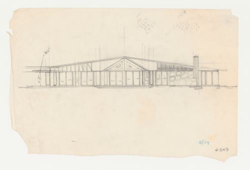 Wayfarers' Chapel, Palos Verdes, California: Elevation for the parish house