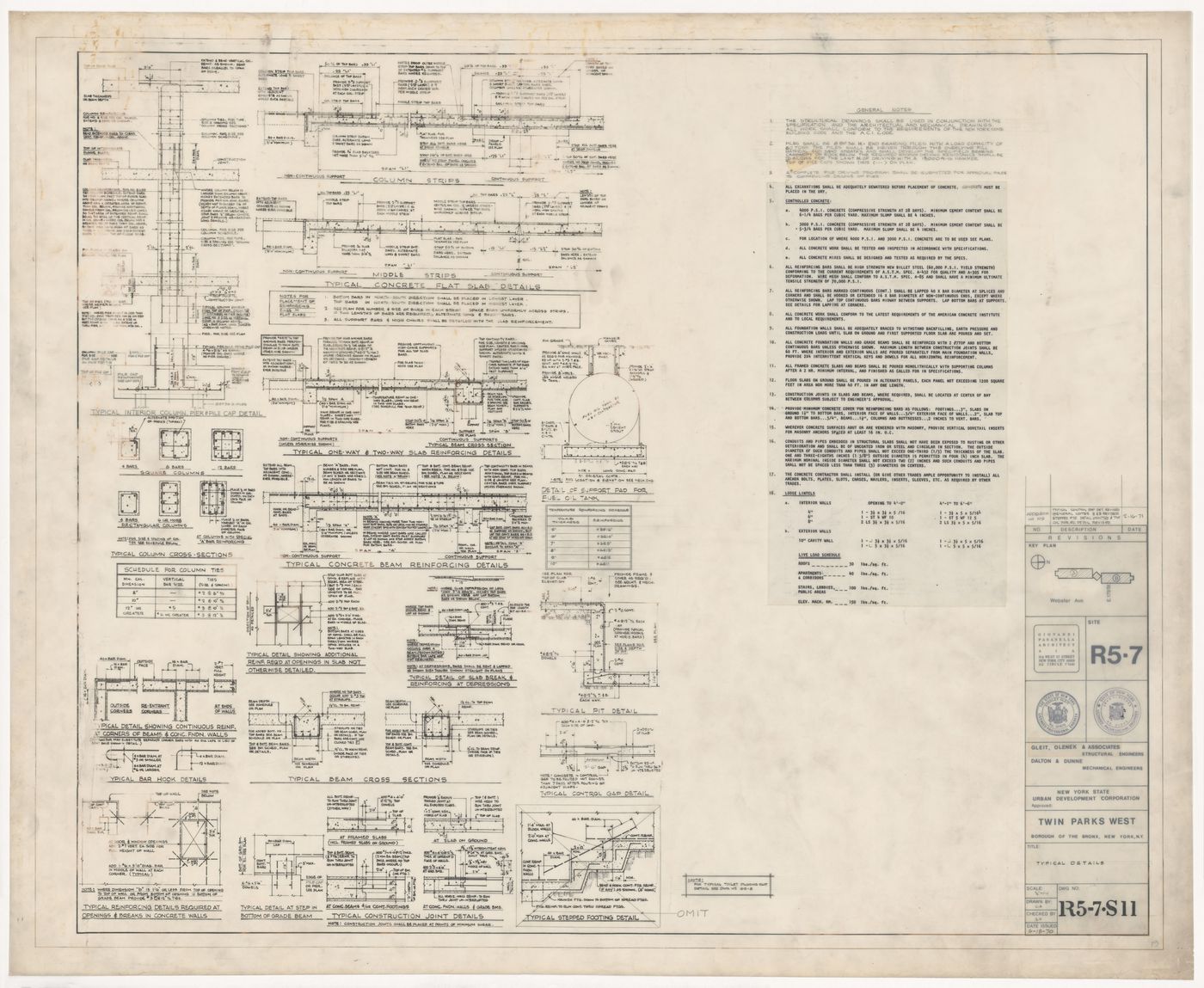 Typical details for Twin Parks West, Site R5-7, Bronx, New York