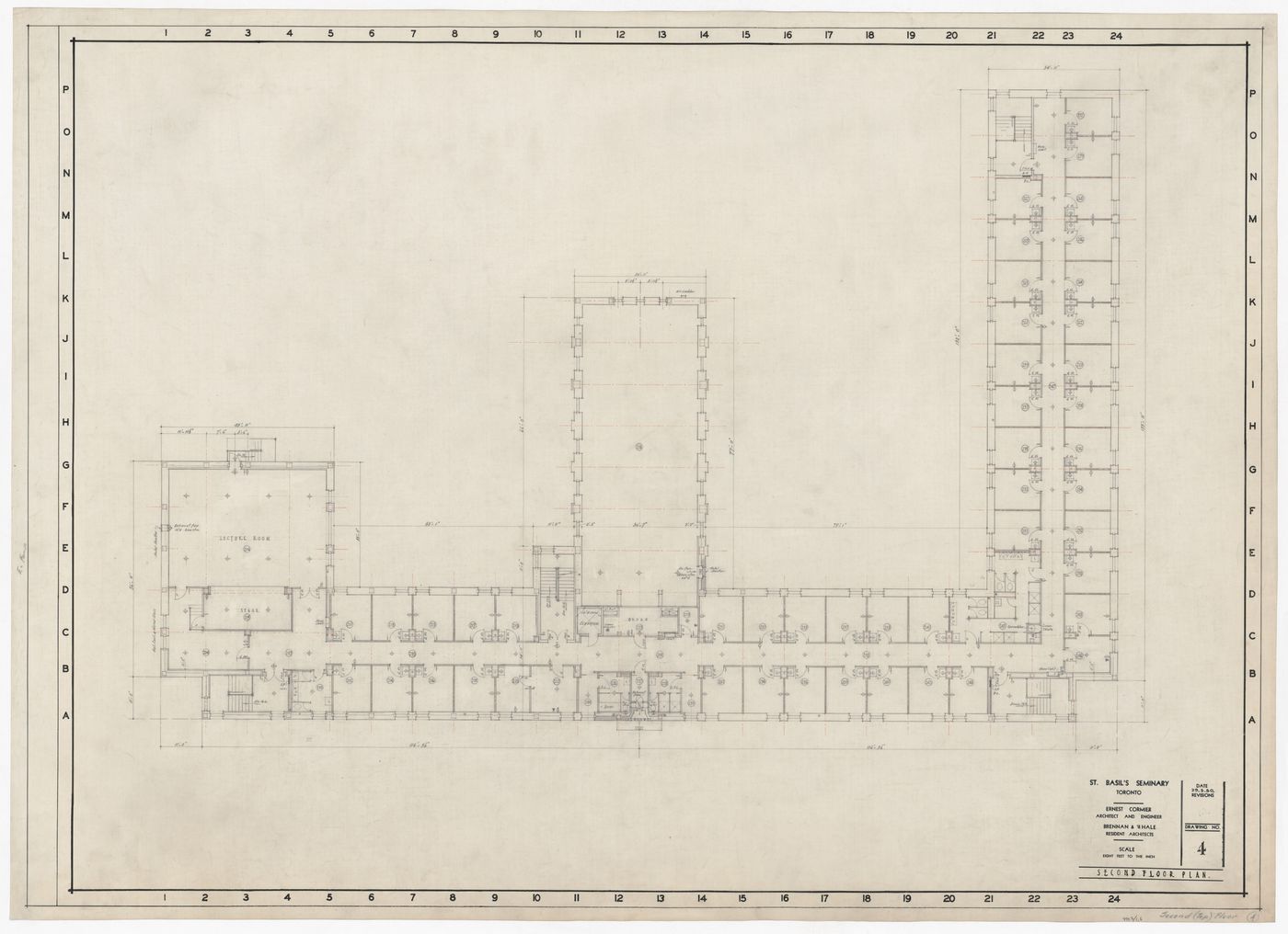 Plan du deuxième étage pour Saint-Basil's Seminary, Toronto, Ontario