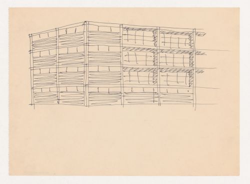 Perspective sketch for a campus building for Illinois Institute of Technology
