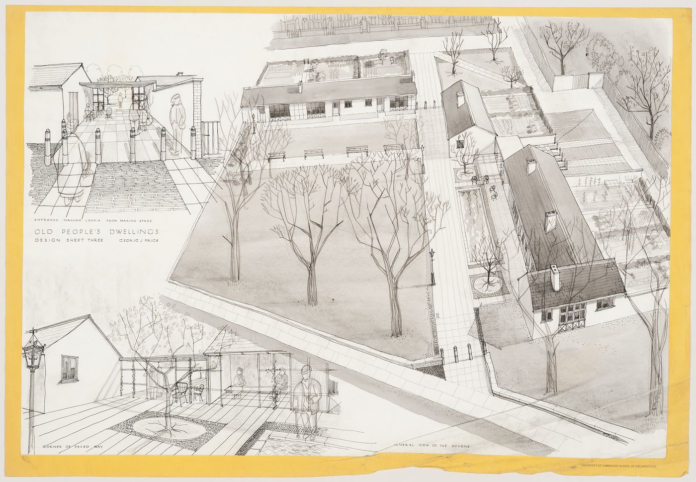 Perspective drawing for a student project for old people's dwellings