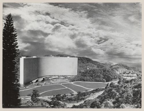 Photomontage of model for Quitandinha apartment hotel, Petrópolis, Brazil
