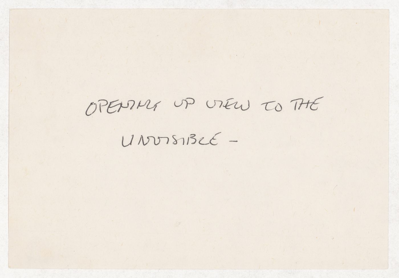 Opening up view to the invisible -