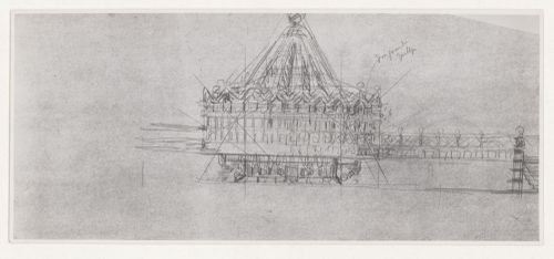 Photograph of a sketch elevation for the reconstruction of the Hofplein (city centre), Rotterdam, Netherlands