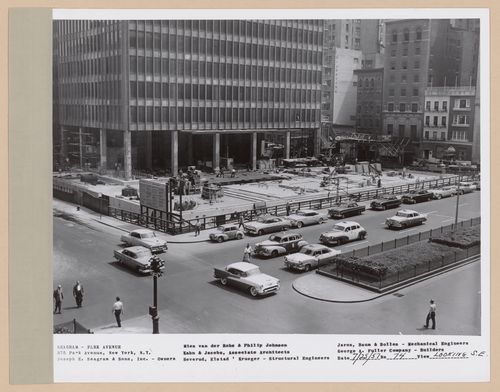 Seagram building under construction, 375 Park avenue, New York, N.Y., south-east view