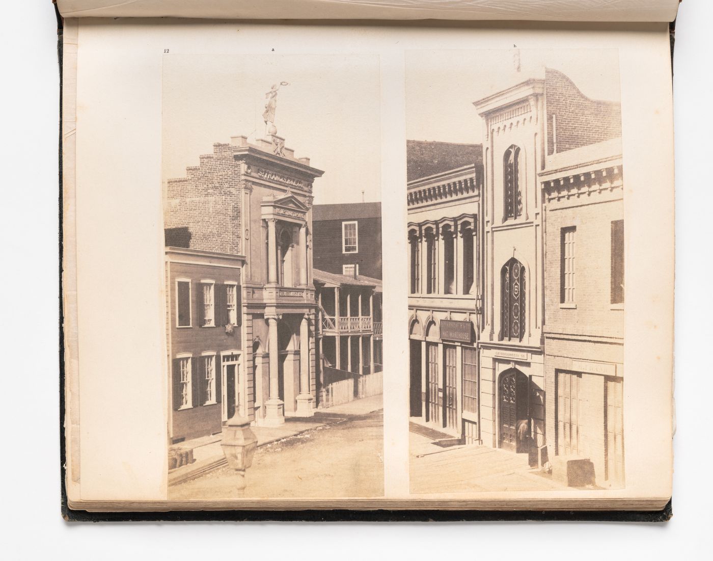 Views of St. Francis' Hook and Ladder No. 1 Fire Station, Dupont Street (now Grant Street) between Sacramento and Clay Streets, and of Knickerbocker Engine House No. 5 Fire Station, Sacramento Street between Sansome and Leidesdorff Streets, San Francisco