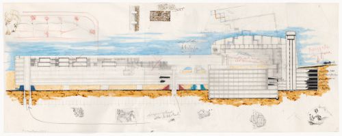 Section with sketches for Pahlavi National Library Competition, Tehran, Iran