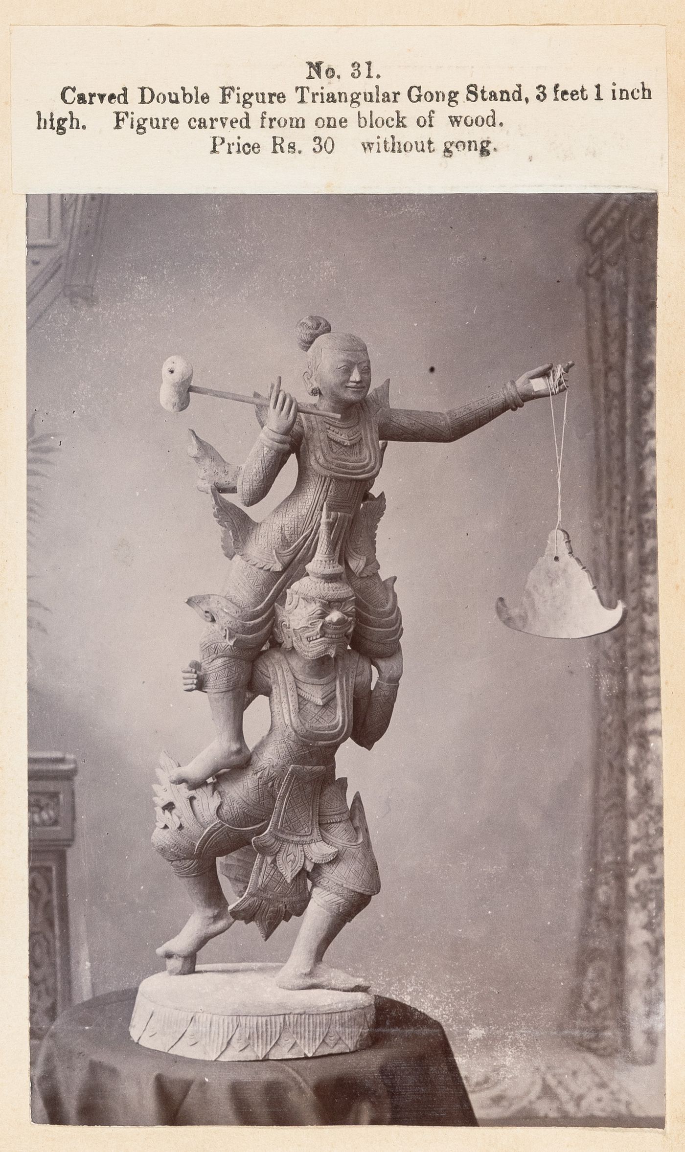 View of a statue, F. Beato Limited, C Road, Mandalay, Burma (now Myanmar)