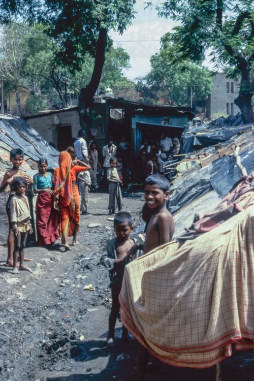 View of a street and inhabitants in India