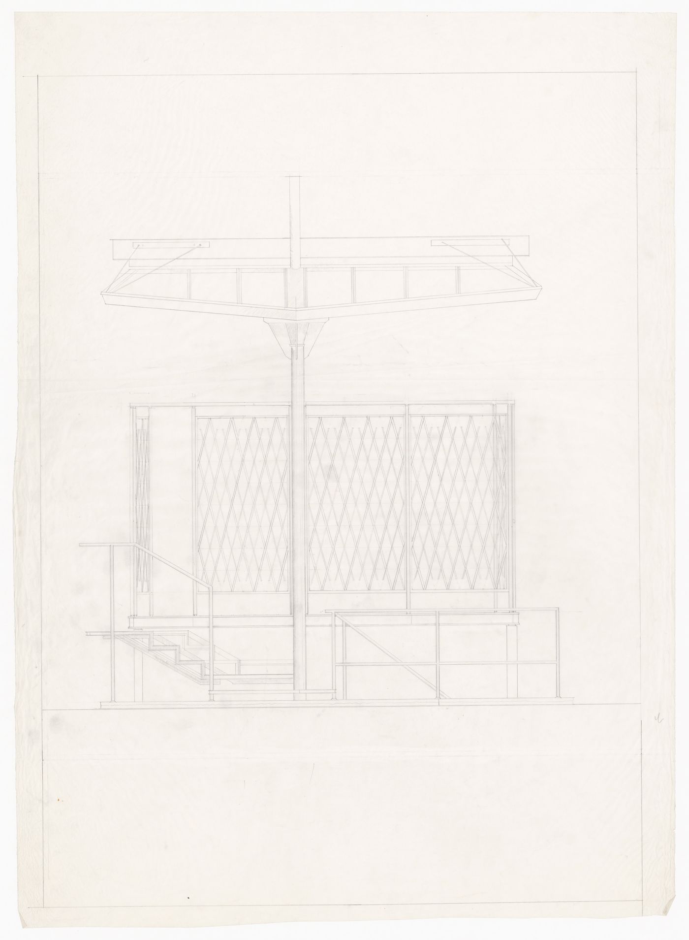 Elevation of back balcony for Casa Frea, Milan, Italy