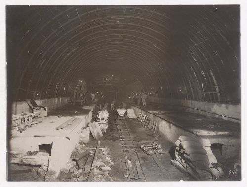 Construction of the Paris Metro, interior view of tunnel, Paris, France