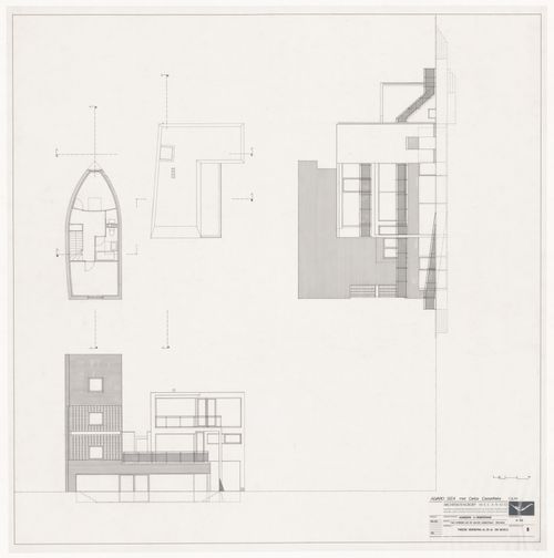 Third floor plan and elevations for Duas habitações e duas lojas [Housing and shopping complex, Schilderswijk], The Hague, The Netherlands