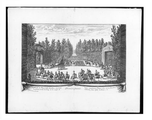 First Day: procession of the King and his knights, with allegorical characters