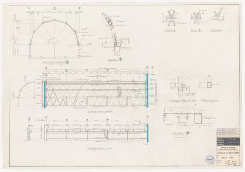 Plans, elevations and sections for the trellis [?] and trellis details [?] for the reconstruction of the Chapelle du Sacré-Coeur, Notre-Dame de Montréal