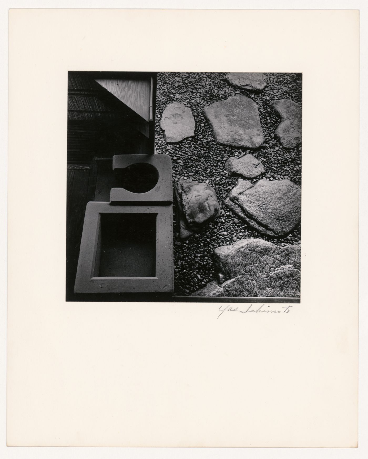 View of the two hearths in the Pantry (also known as the Preparation Space for the Tea Ceremony) of the Shokintei and stepping-stones, Katsura Rikyu (also known as Katsura Imperial Villa), Kyoto, Japan