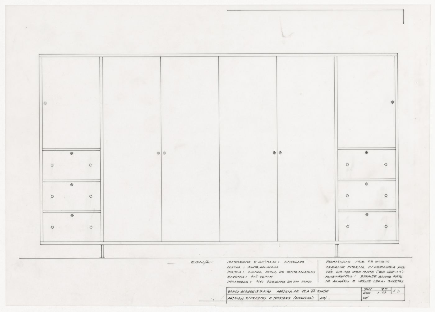 Details of cabinets for Banco Borges & Irmão II [Borges & Irmão bank II], Vila do Conde, Portugal