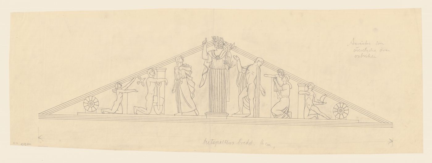 Elevation for the pediment for Karl Johansskolan, Göteborg, Sweden