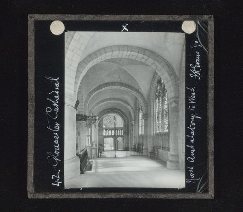 View of north ambulatory to the west, Gloucester Cathedral, Gloucester, Gloucestershire, England