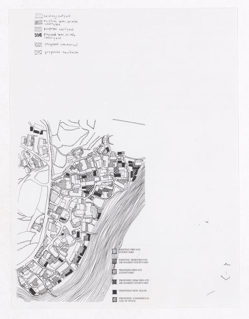 Plan showing existing and proposed courtyards for the Sichuan housing project for "Housing a Billion: Village Upgrading: Jianlu, China" publication
