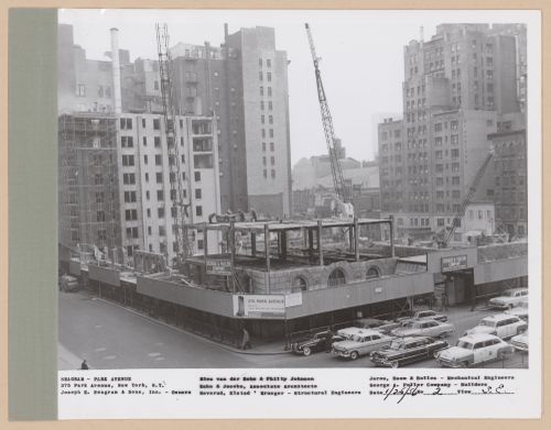 Seagram building under construction, 375 Park avenue, New York, N.Y., south-east view