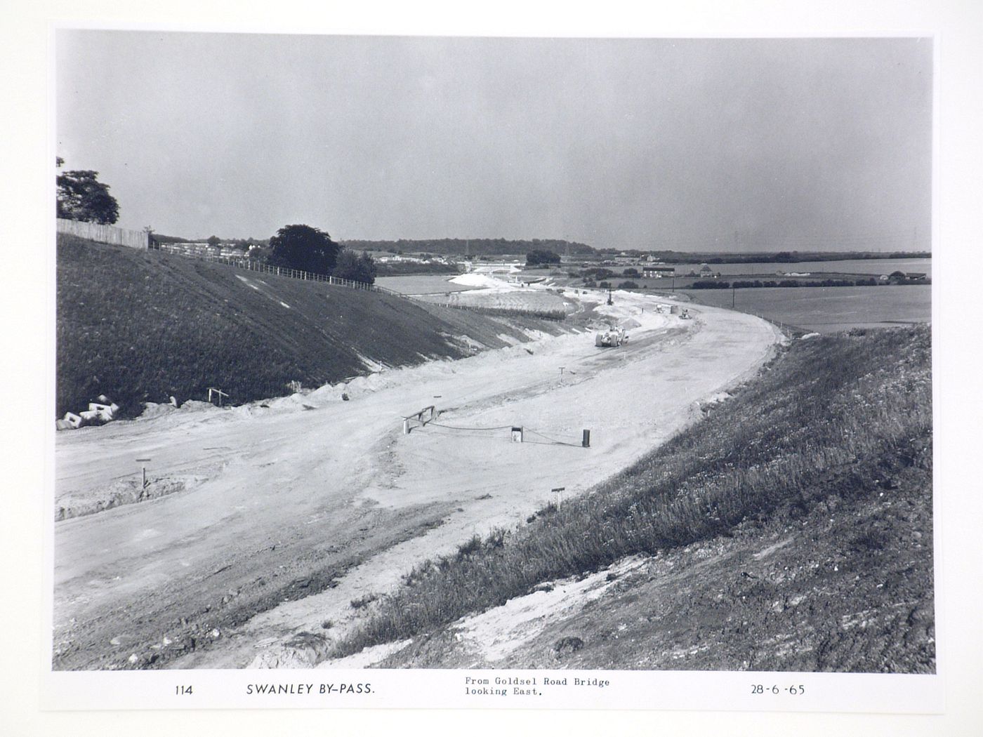 View from Goldsel Road Bridge looking east, during construction of the Swanley Bypass, England