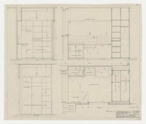 First floor plan and elevations for a type BLO kitchen for a housing unit, Hellerhof Housing Estate, Frankfurt am Main, Germany