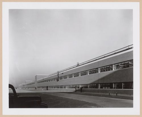 View of the north façade of the Assembly Building, Ford Motor Company Willow Run Bomber Assembly Plant, Willow Run, Michigan