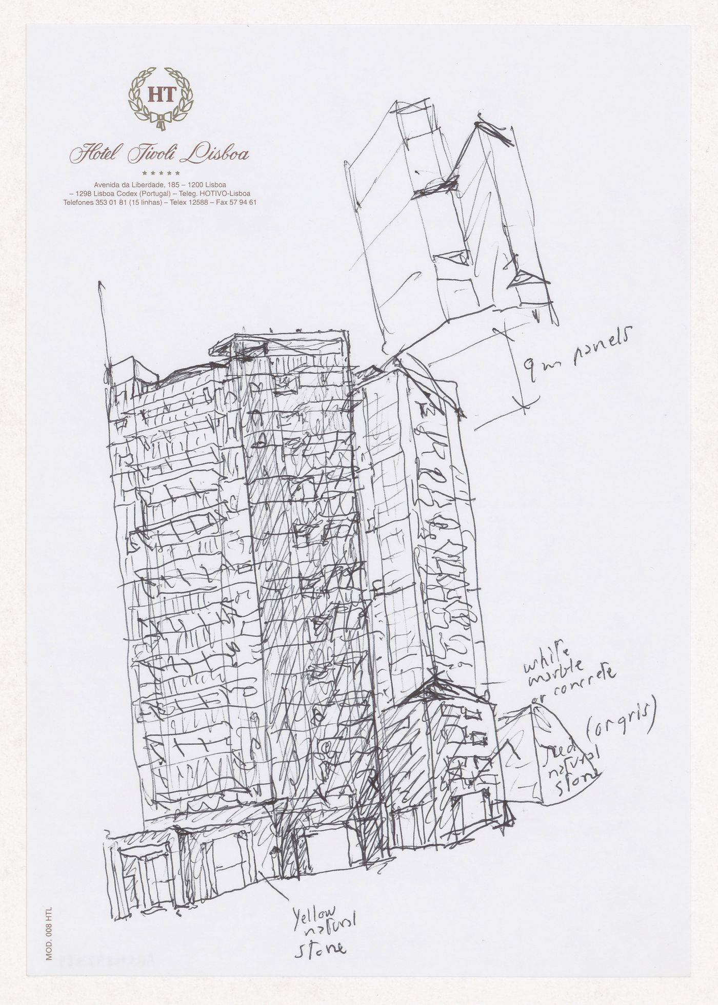 Sketch perspective for Ceramique Terrein Blocos de habitação e escritórios, Maastrich, the Netherlands