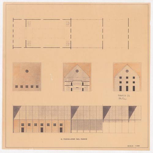 Plan and elevations for Centro Direzionale, Florence