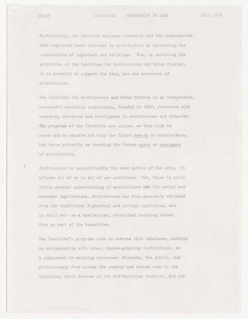 Draft description of IAUS corporate membership