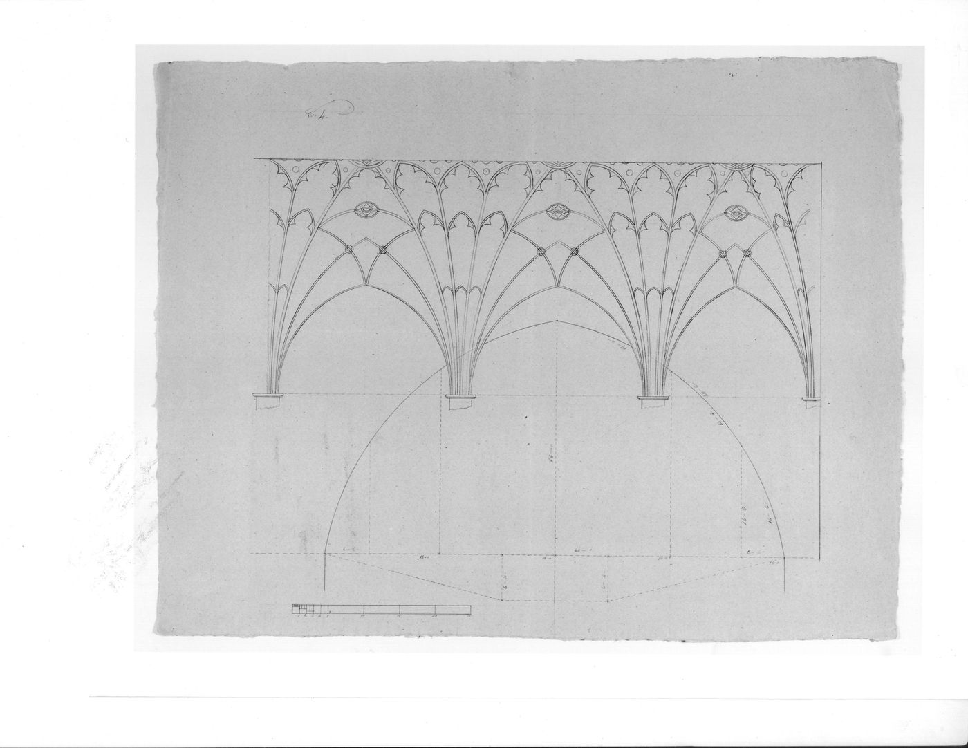 Elevation for a decorative detail for the ceiling for Notre-Dame de Montréal