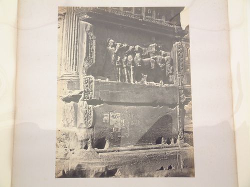 Close-up view of a bas-relief on the intrados of the Arch of Titus, Rome, Italy
