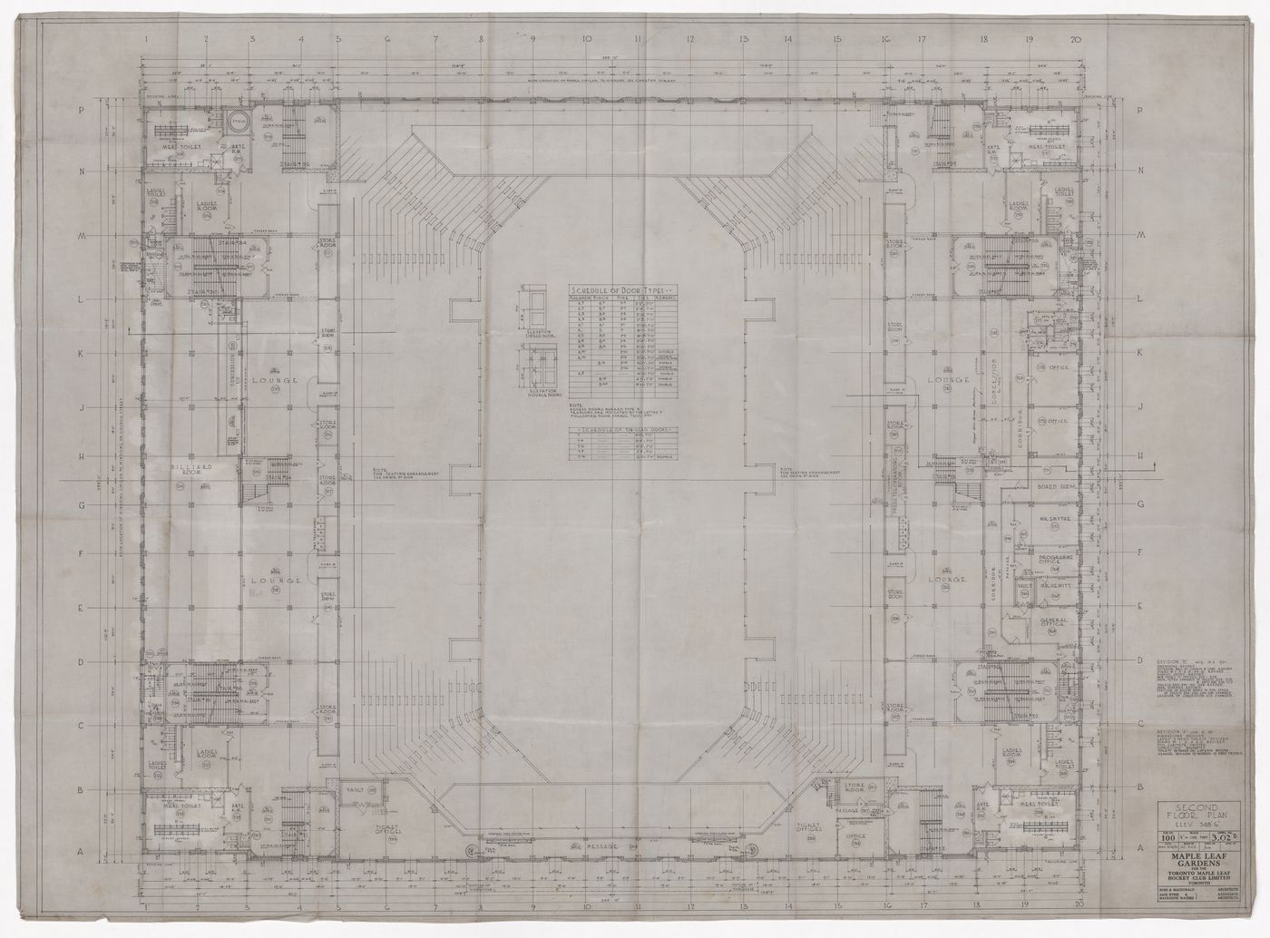 Second floor plan for Maple Leaf Gardens, Toronto